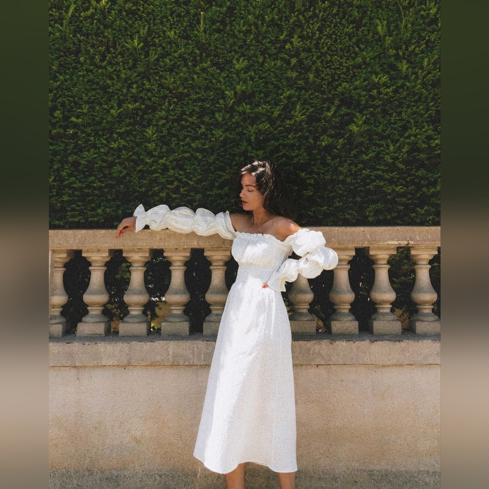Sleeper Michelin Linen Dress In White